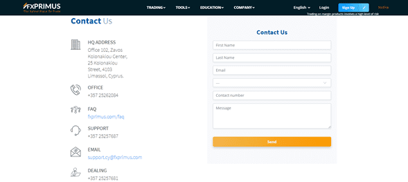 Soporte al cliente FX Primus